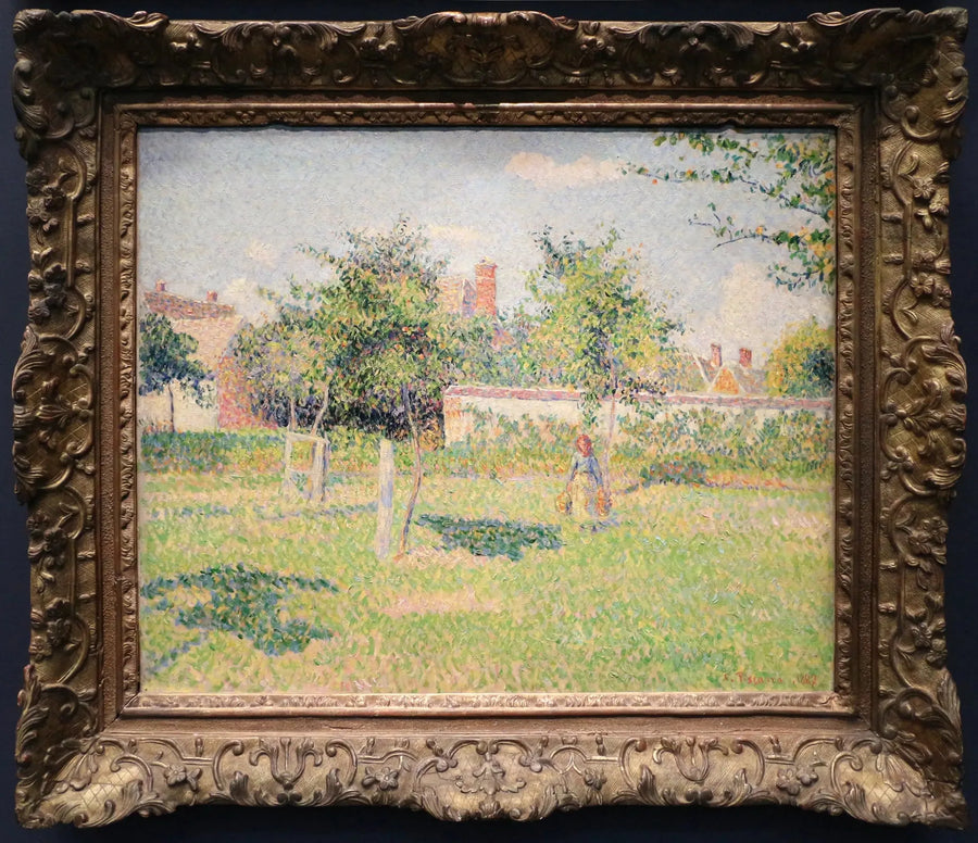 Kvinne i en hage, vårsol i enga i Éragny - Camille Pissarro