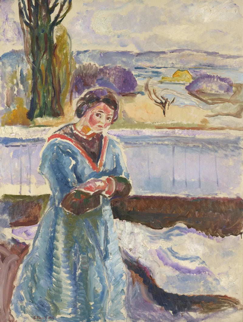 Kvinne stående med armene krysset - Edvard Munch