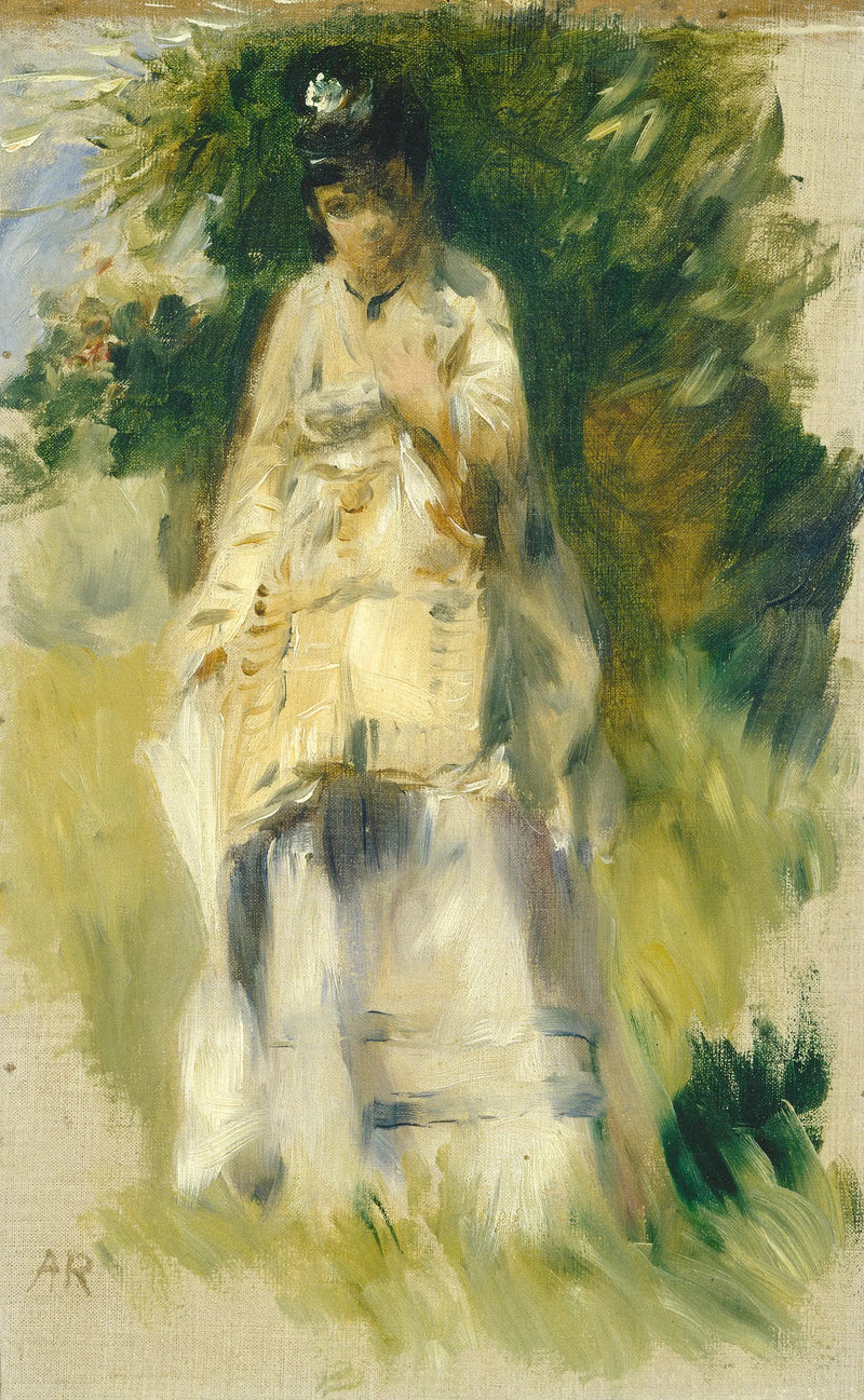 Kvinne stående ved et tre - Pierre-Auguste Renoir