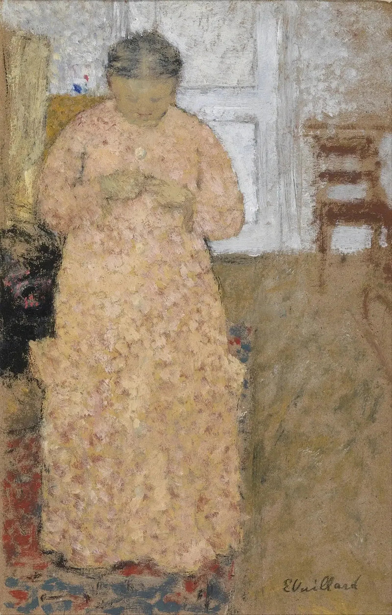 Kvinne i rosa strikker - Édouard Vuillard