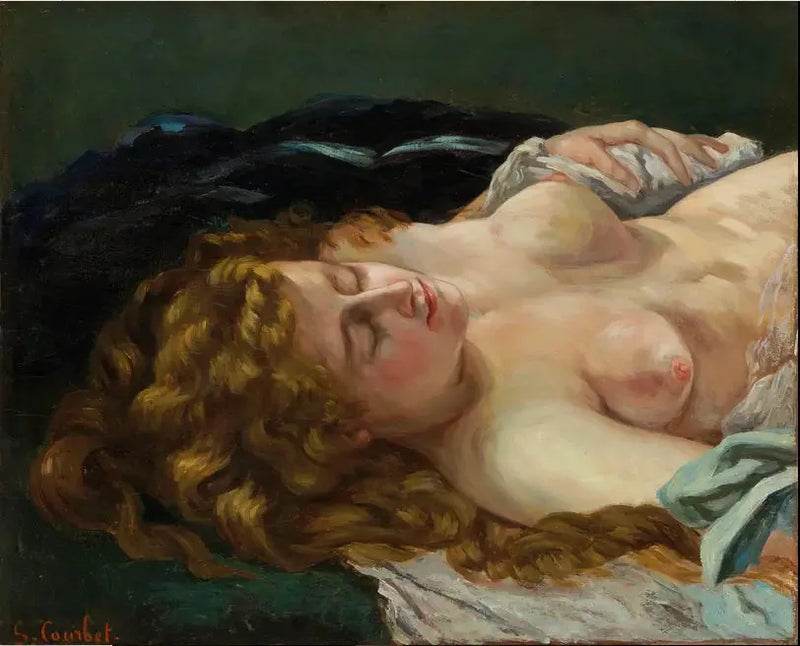 Kvinnelig sovende med rødt hår - Gustave Courbet