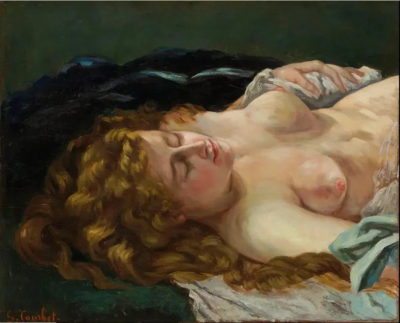 Kvinnelig sovende med rødt hår - Gustave Courbet