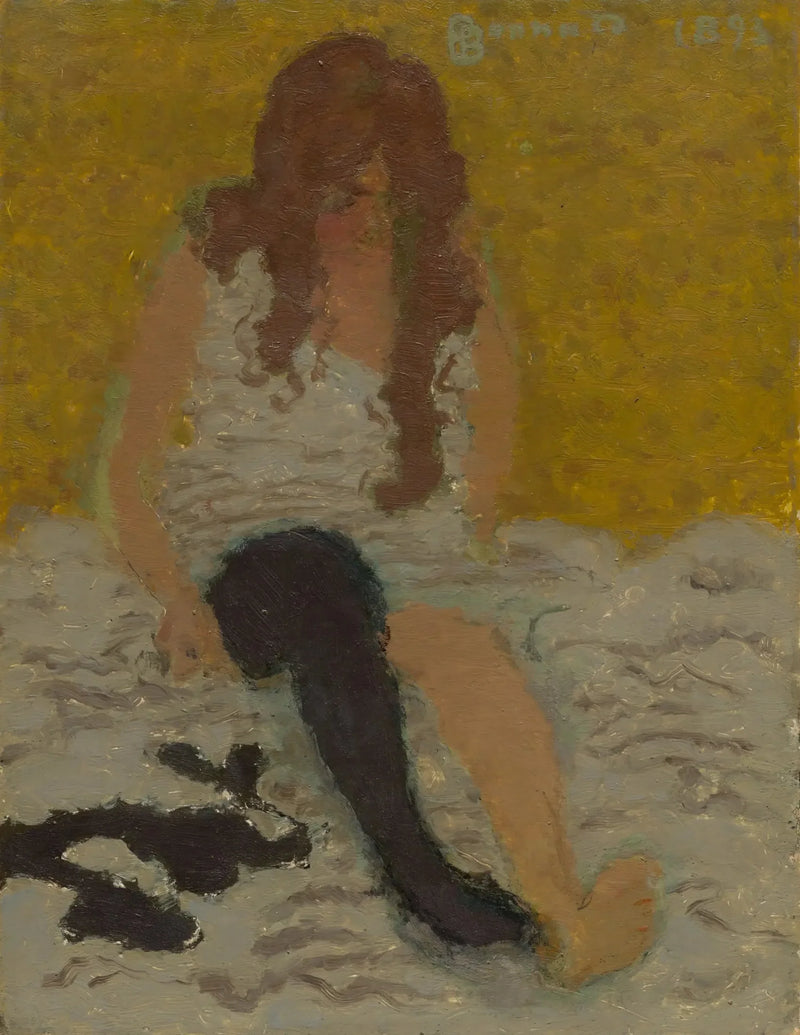 Kvinne som tar på seg strømper - Pierre Bonnard