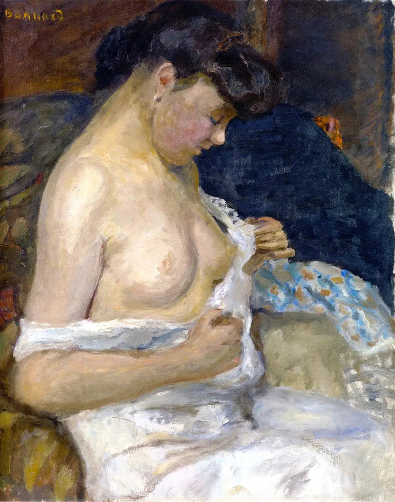 Kvinne som tar av seg skjorten - Pierre Bonnard