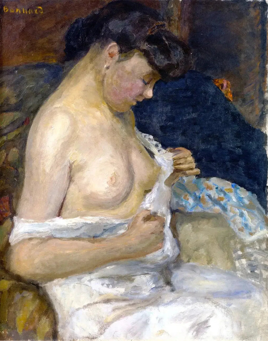 Kvinne som tar av seg skjorten - Pierre Bonnard