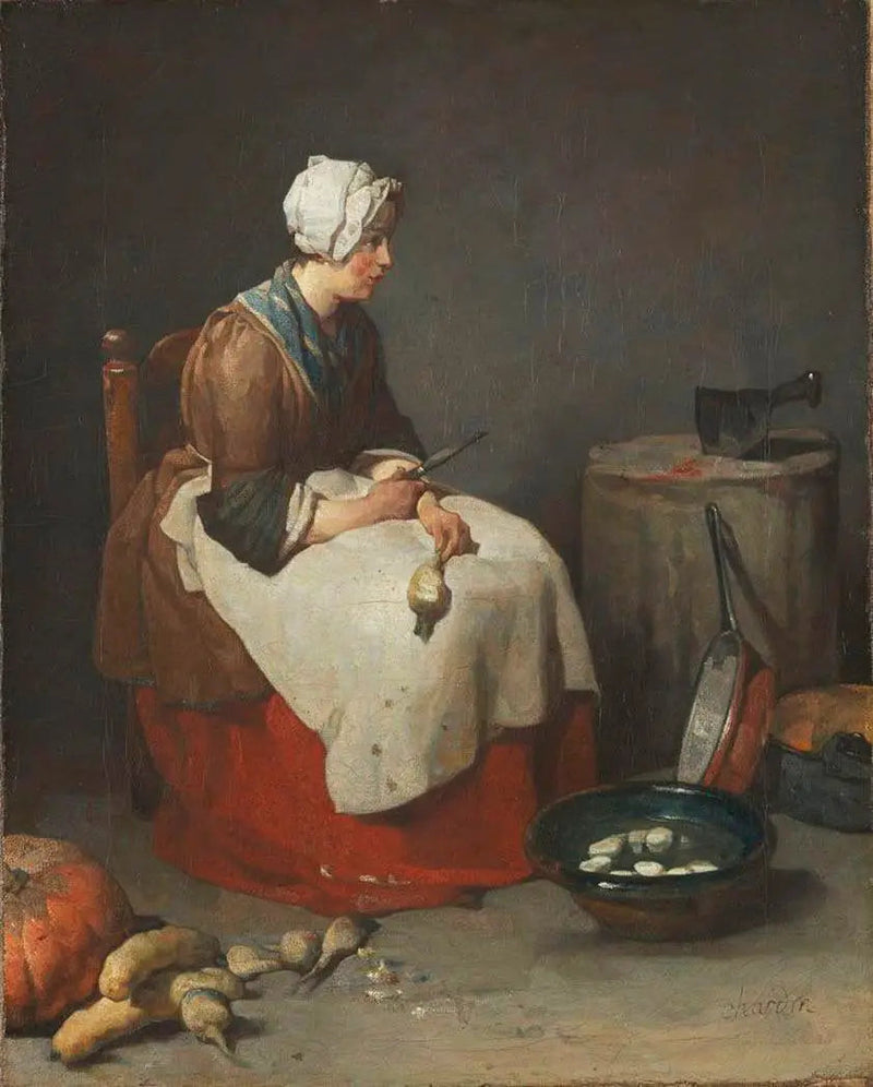 Kvinne som skreller neper - Jean Siméon Chardin