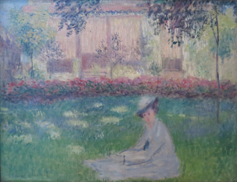 Kvinne som sitter i hagen W407 - Claude Monet