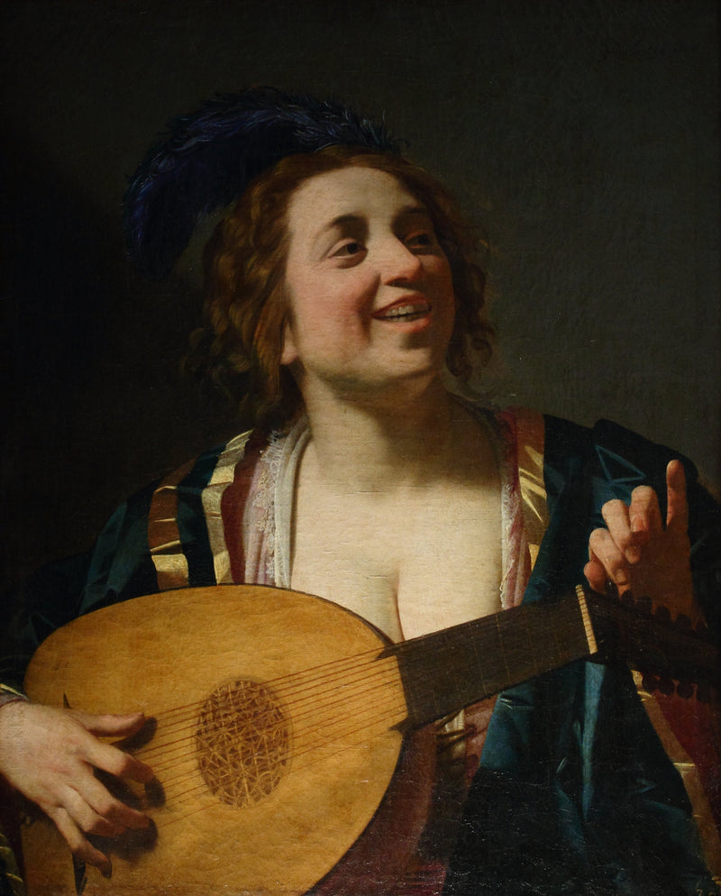 Kvinne som spiller lut - Gerrit van Honthorst