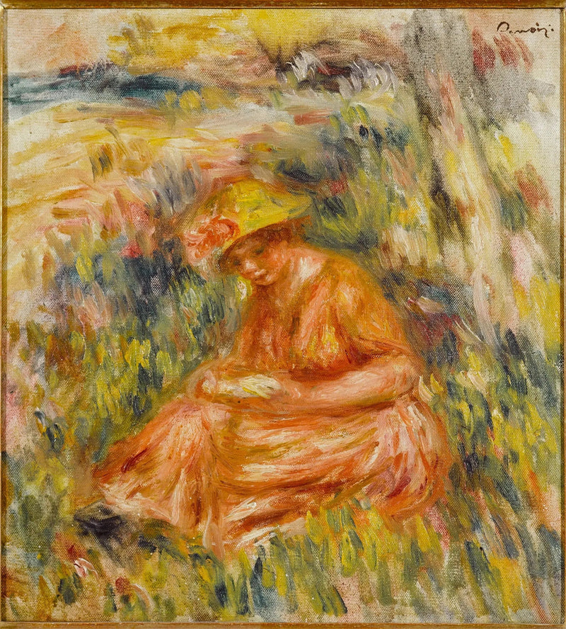 Kvinne som leser i et landskap - Pierre-Auguste Renoir