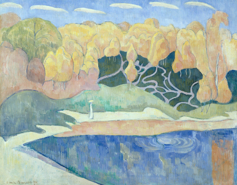 Kvinne som går langs bredden av Aven - Émile Bernard
