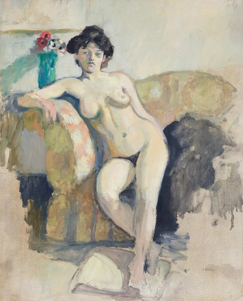 Naken kvinne sittende på en sofa - Édouard Vuillard