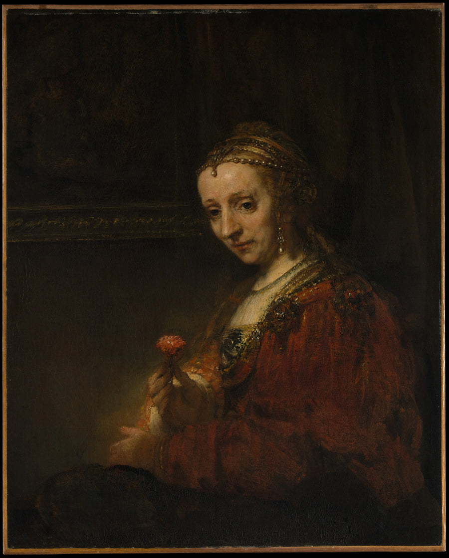 Kvinne med en rose - Rembrandt