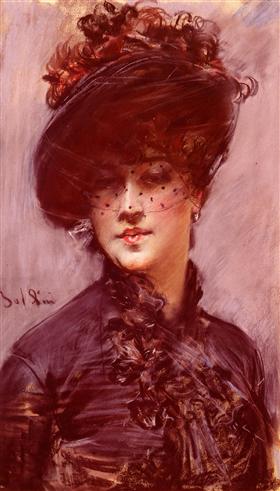 Kvinne med svart hatt og slør - Giovanni Boldini