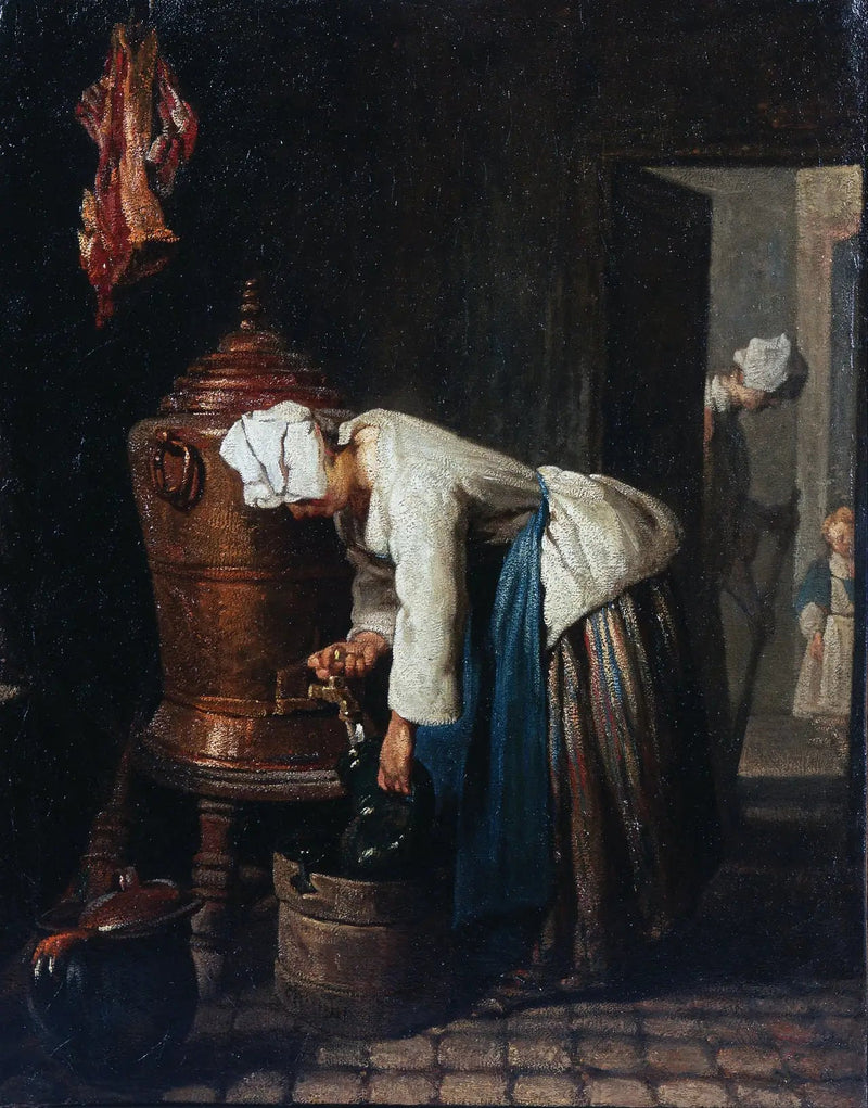 Kvinne som henter vann fra vannkummen - Jean Siméon Chardin