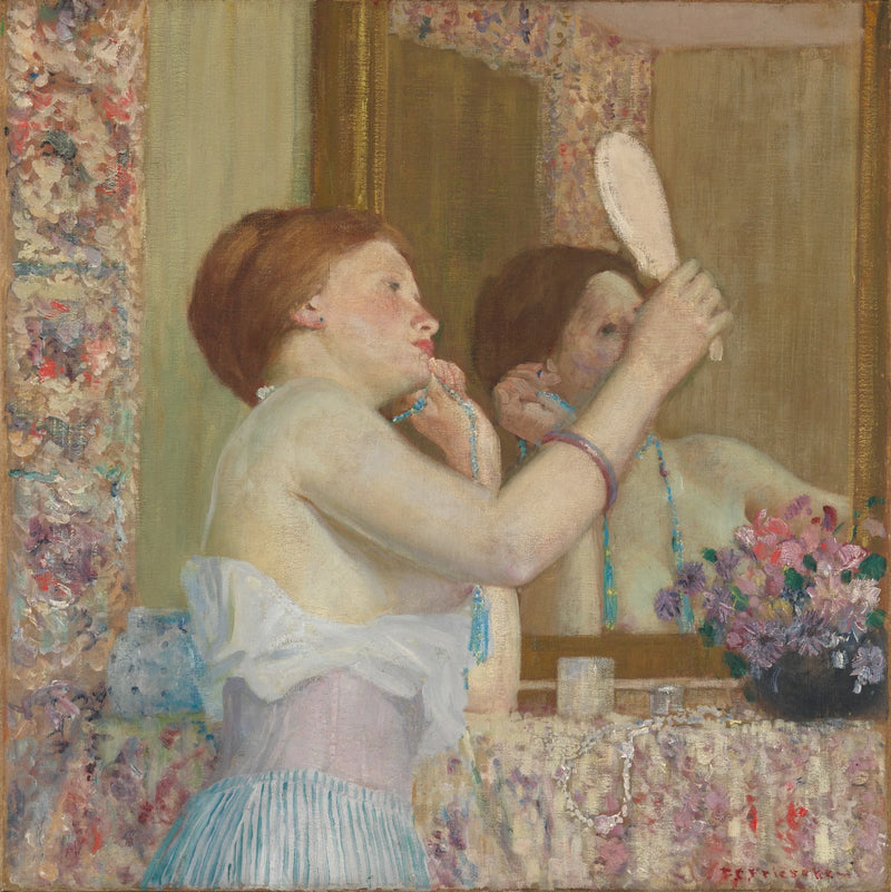 Kvinne som speiler seg - Frederick Carl Frieseke