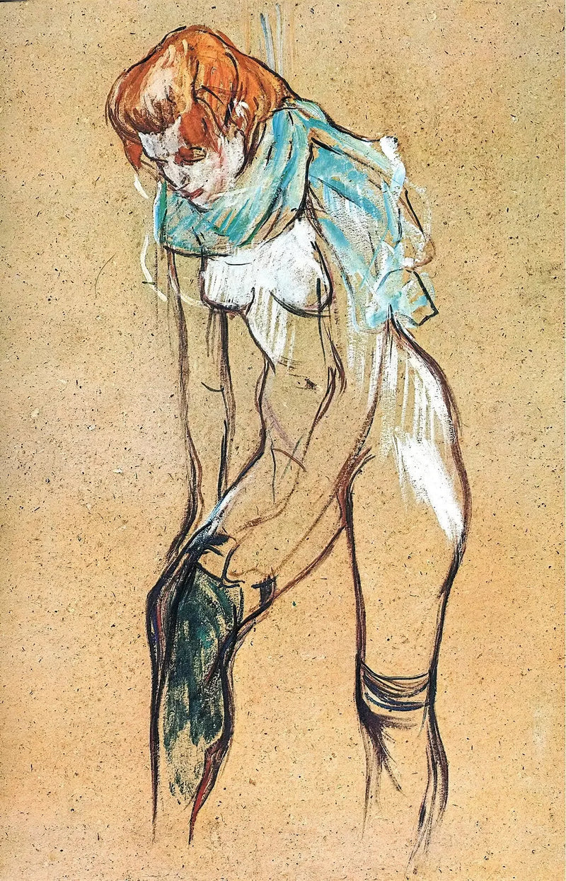 Kvinne som trekker opp strømpebuksen - Henri de Toulouse-Lautrec
