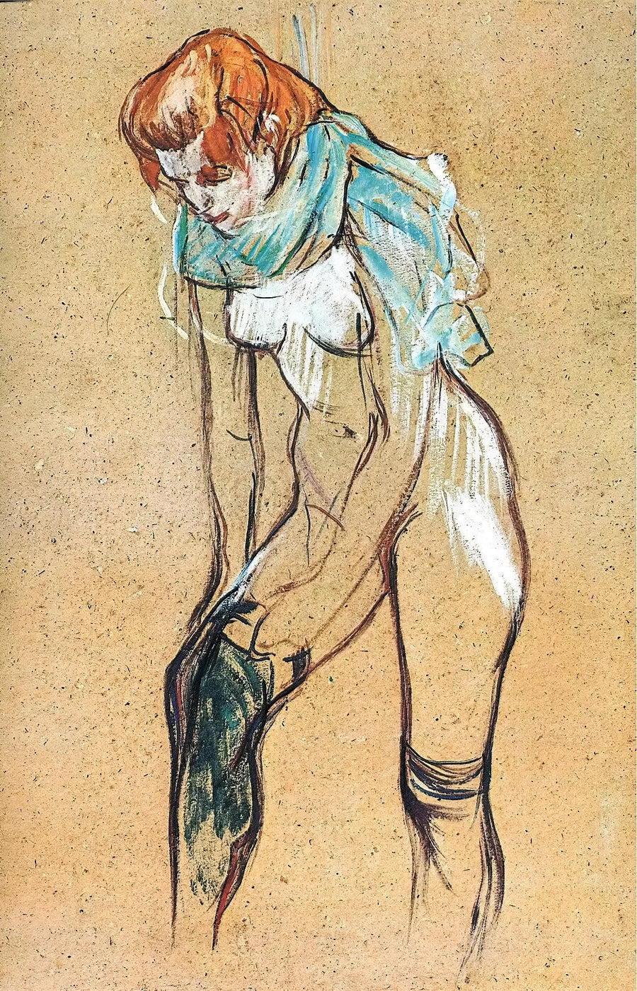 Kvinne som trekker opp strømpebuksen - Henri de Toulouse-Lautrec