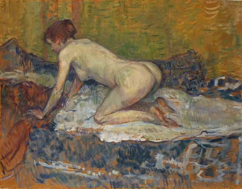 Rødhaired kvinne naken i huk - Henri de Toulouse-Lautrec