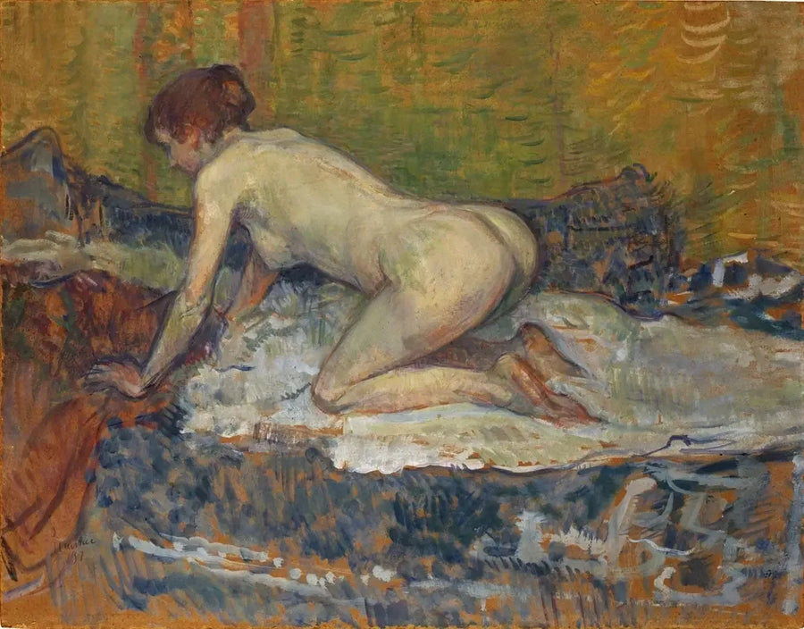 Rødhaired kvinne naken i huk - Henri de Toulouse-Lautrec