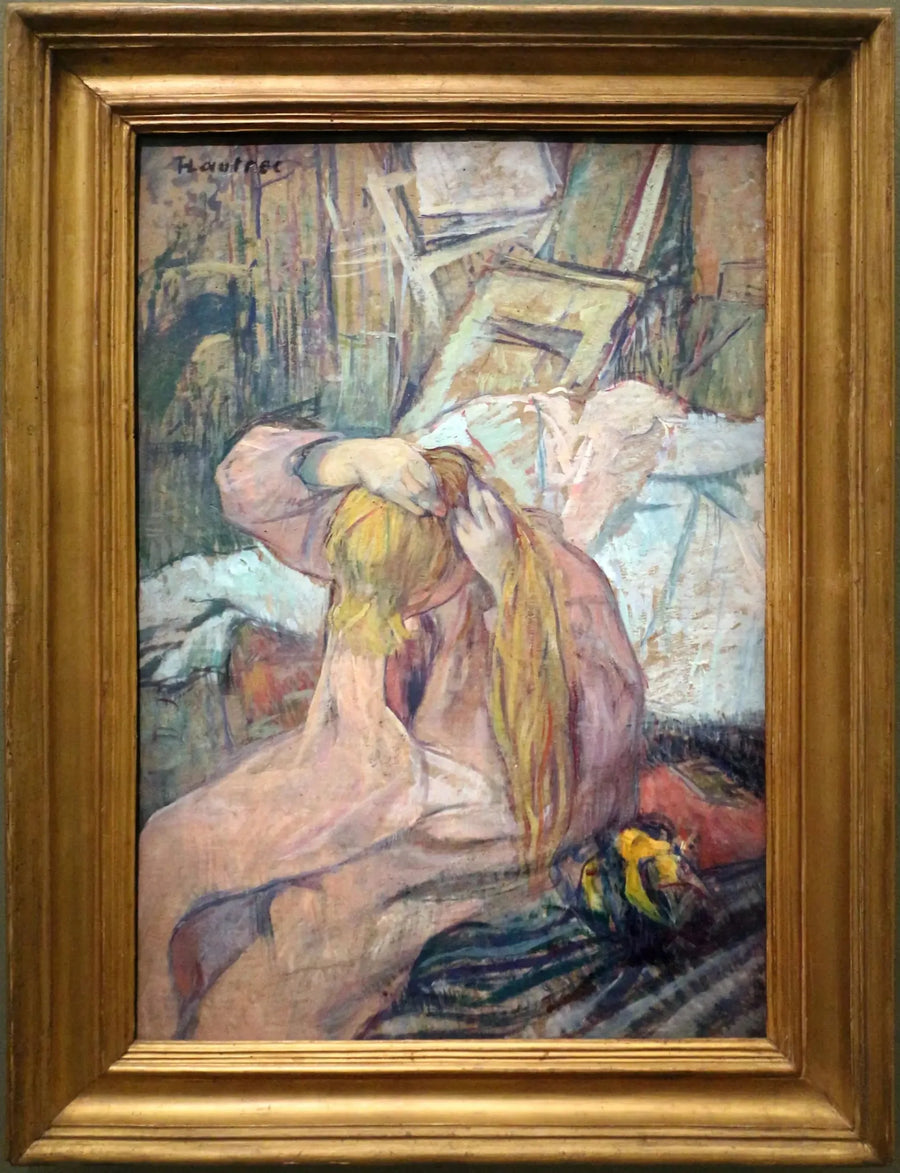 Kvinne som ordner håret. Den som børster håret - Henri de Toulouse-Lautrec