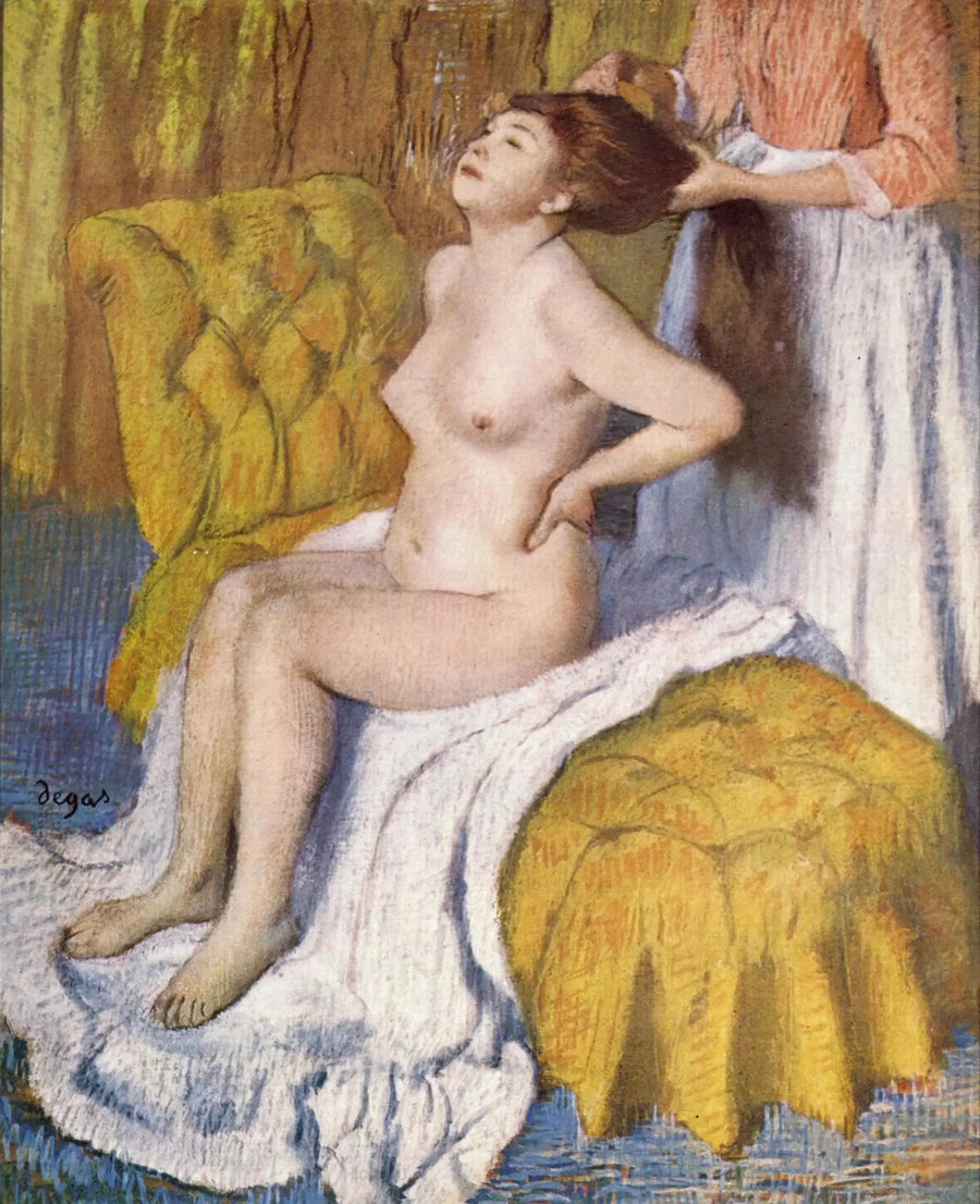 Kvinne som får håret sitt stylet - Edgar Degas
