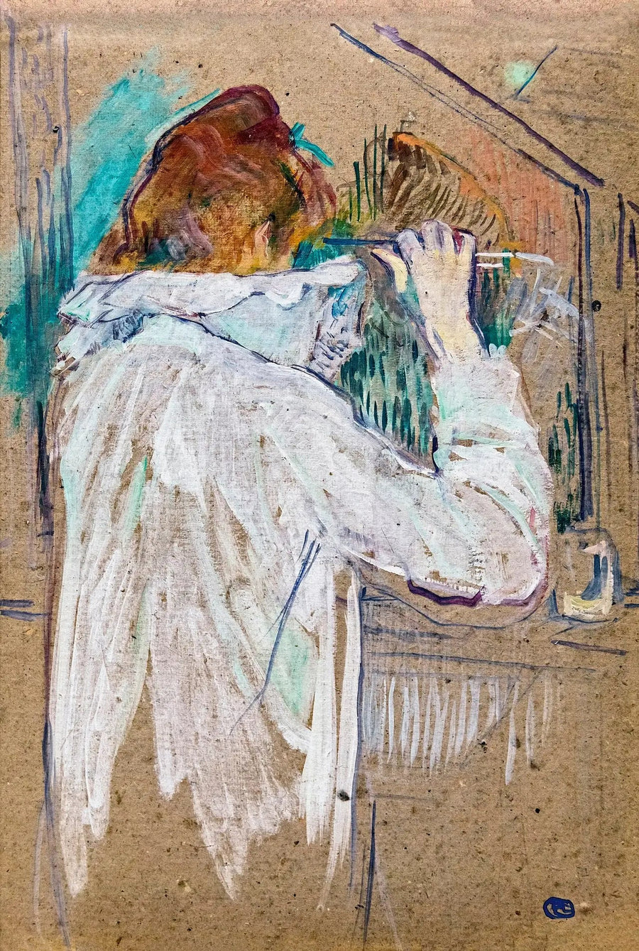 Kvinne som krøller håret - Henri de Toulouse-Lautrec