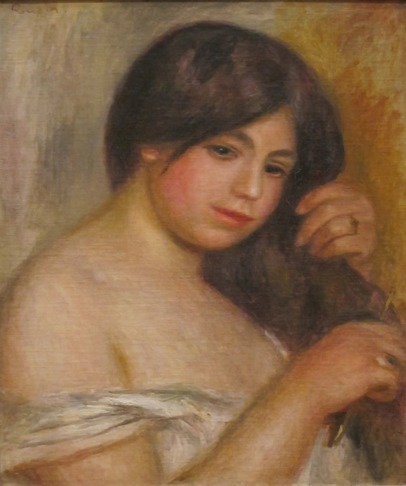 Kvinne som børster håret - Pierre-Auguste Renoir