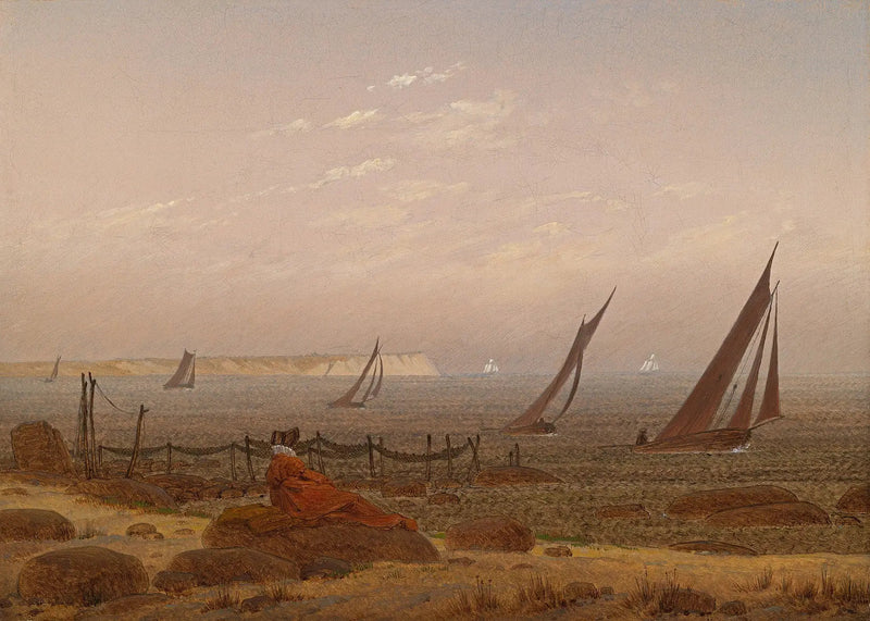 Kvinne på stranden i Rügen - Caspar David Friedrich