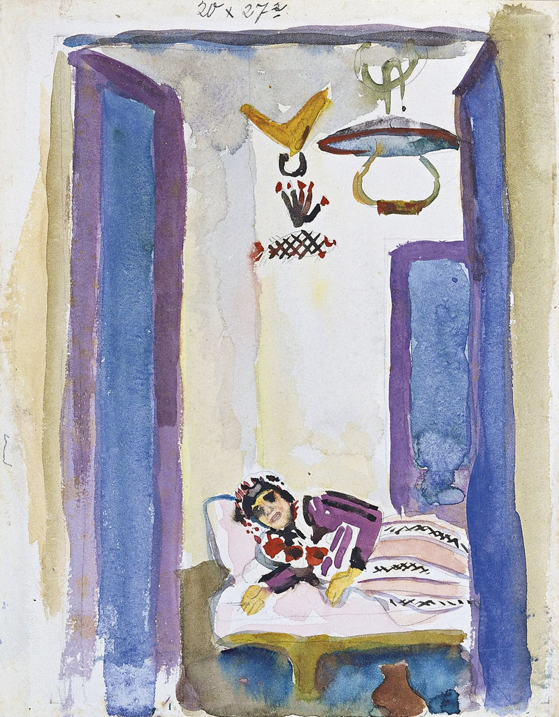 Kvinne på en sofa - August Macke