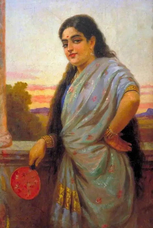 Kvinne som holder en fans - Ravi Varmâ

Source:
Femme tenant un éventail - Ravi Varmâ