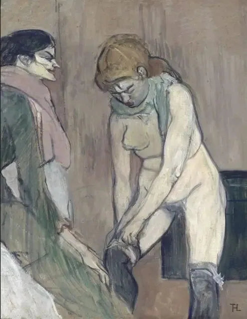 Kvinne som drar opp strømpebuksen - Henri de Toulouse-Lautrec