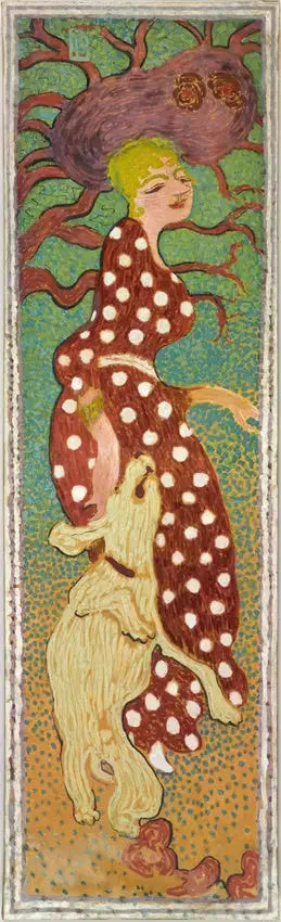 Kvinner i hagen: kvinne i kjole med hvite prikker - Pierre Bonnard