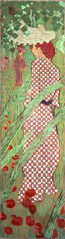 Kvinner i hagen: kvinne i rutete kjole - Pierre Bonnard