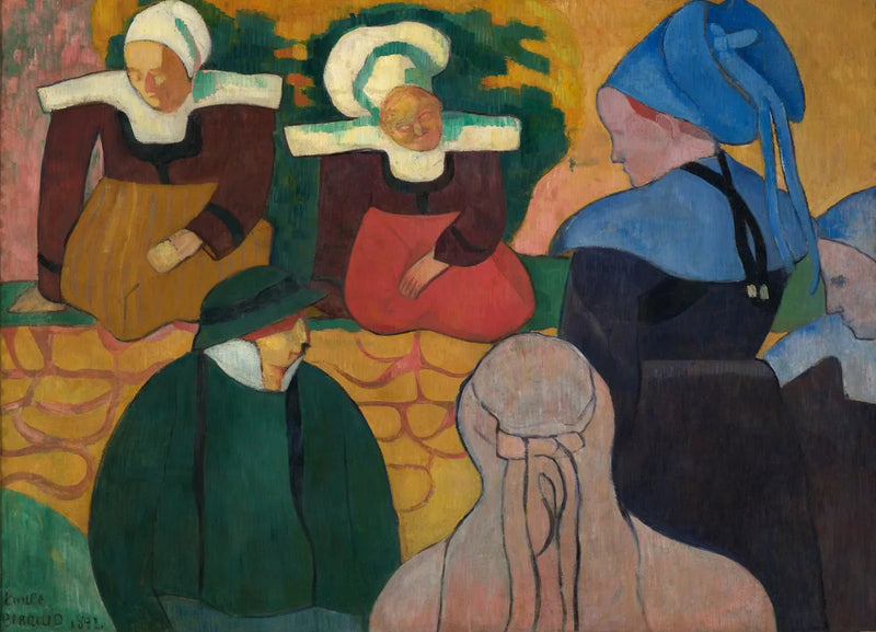 Bretonske kvinner foran en mur - Émile Bernard