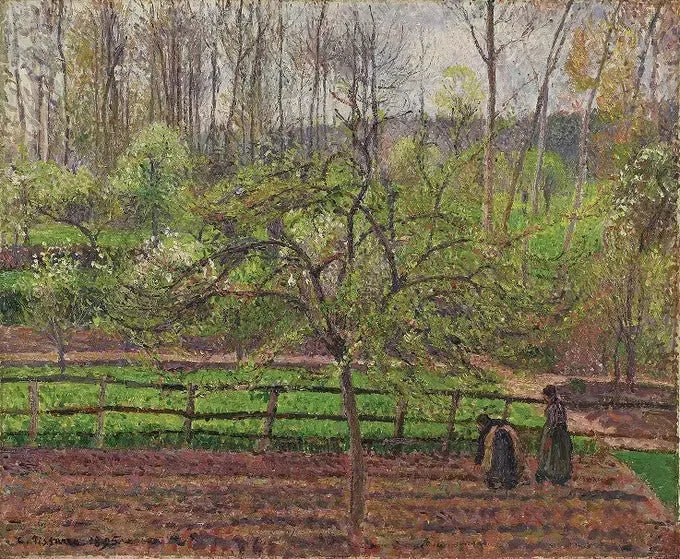 Kvinner i en hage, vår, grått vær, Éragny - Camille Pissarro