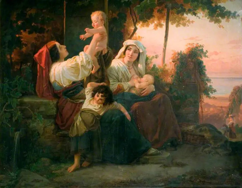 Italienske kvinner i en vinmark nær Roma - Julius Schrader