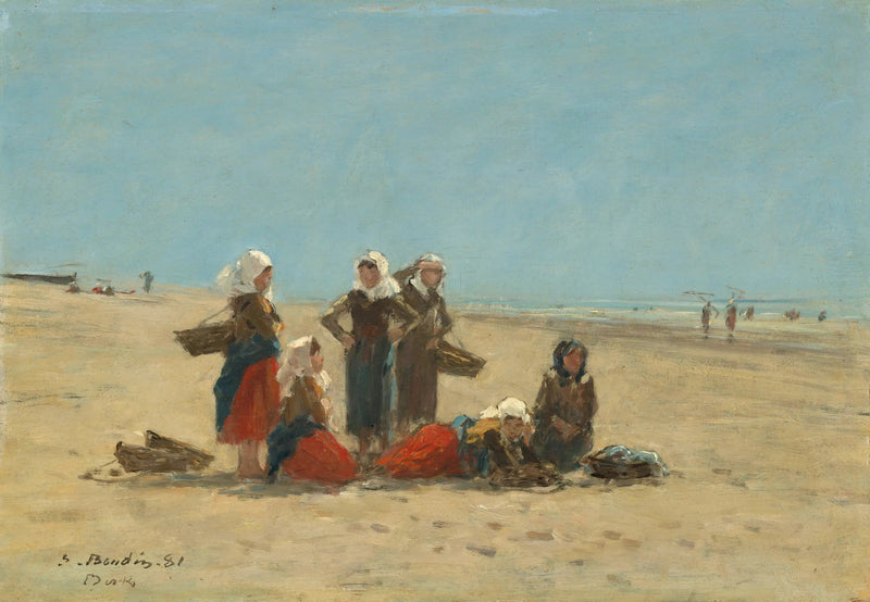 Kvinner på stranden i Berck - Eugène Boudin