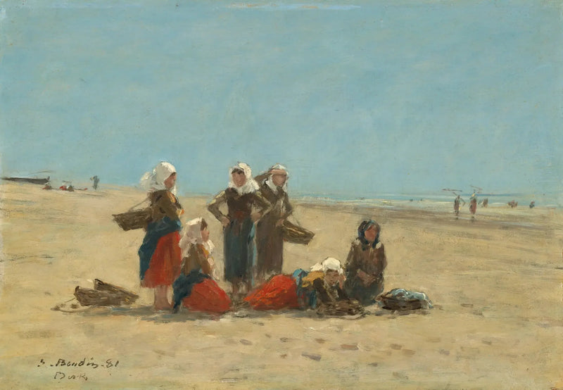 Kvinner på stranden i Berck - Eugène Boudin