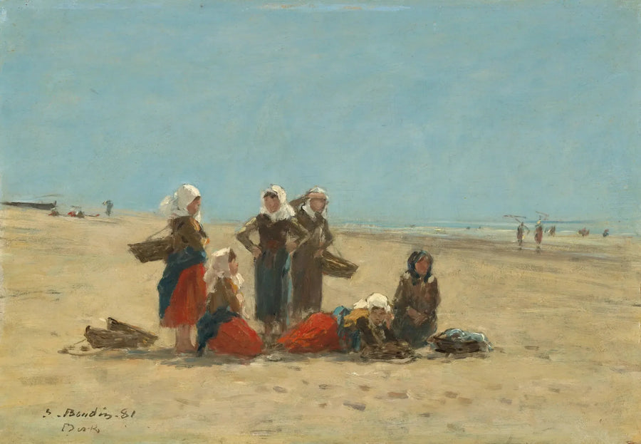 Kvinner på stranden i Berck - Eugène Boudin