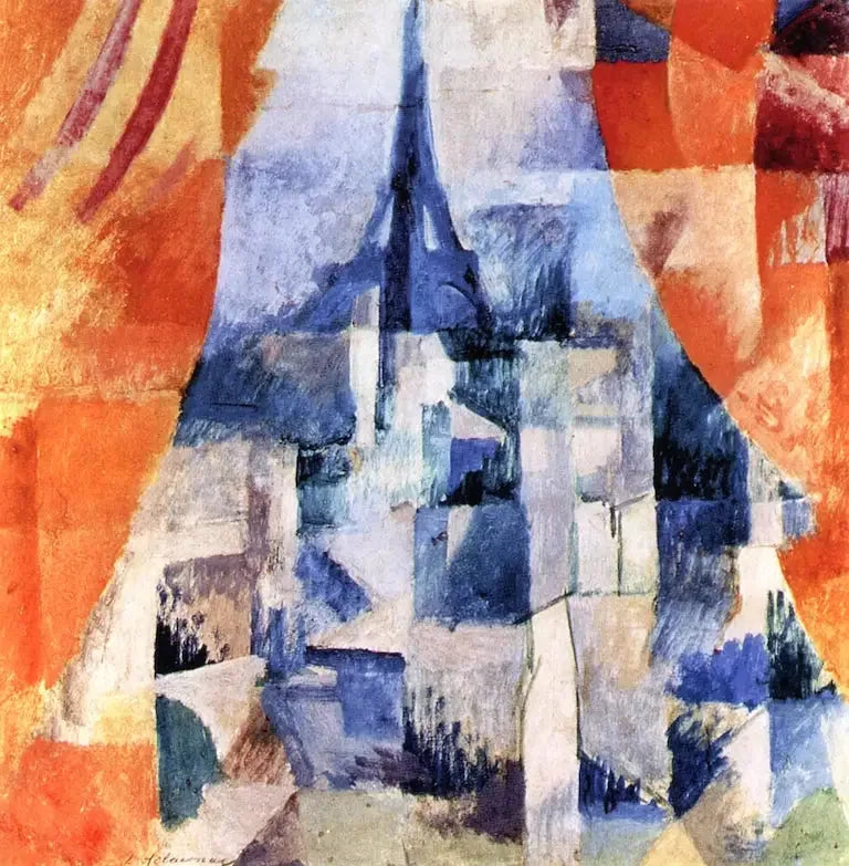 Vindu med oransje gardiner - Robert Delaunay