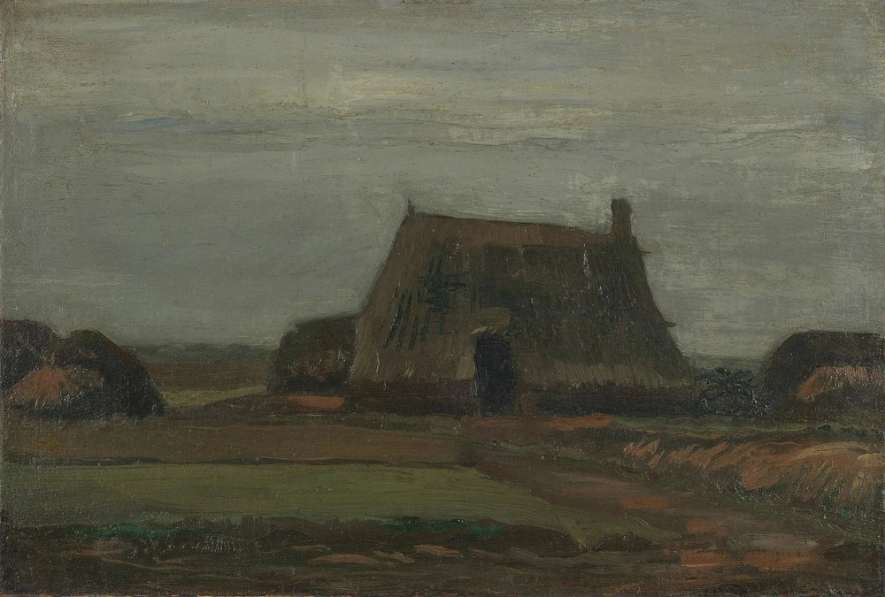 Ferme avec des tas de tourbe - Vincent van Gogh image 1 tableau peint à l’huile sur toile