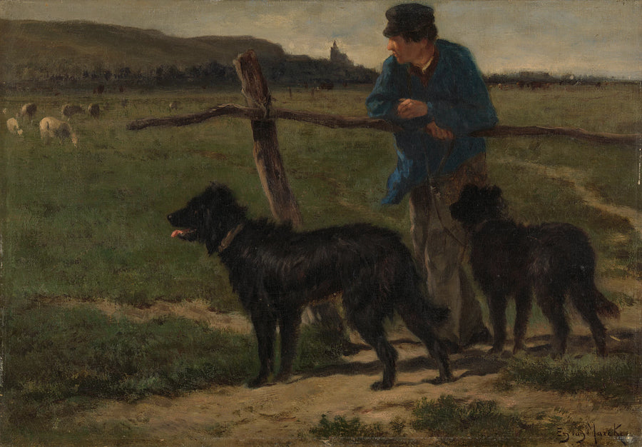 Fermier avec des chiens - Émile van Marcke