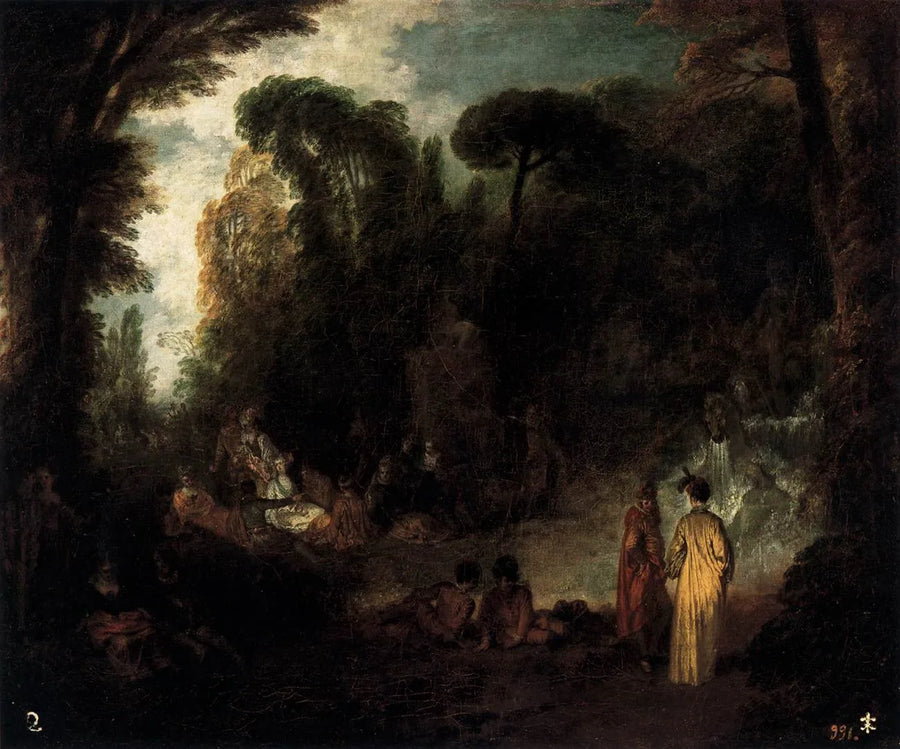 Fest i en park - Antoine Watteau