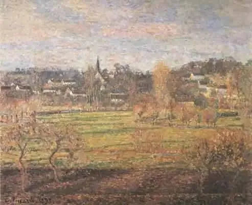 Februar, soloppgang, Bazincourt - Camille Pissarro
