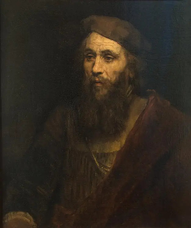 Halvfigur av en mann med skjegg og beret - Rembrandt