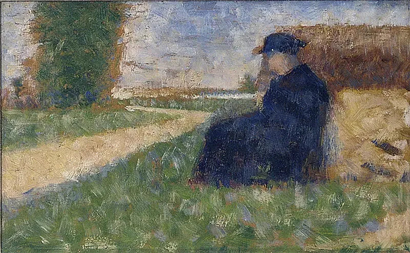 Massive figur i et landskap i Barbizon - Georges Seurat