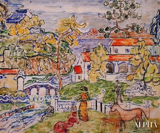 Figures and Donkeys (also known as Fantasy with Horse) - Maurice Prendergast - Reproductions de tableaux et peintures haut de gamme