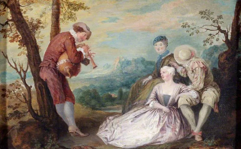 Figurer i et arkadisk landskap - Antoine Watteau