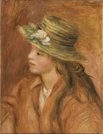 Fillet med stråhatt - Pierre-Auguste Renoir