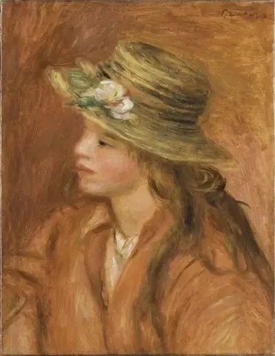 Fillet med stråhatt - Pierre-Auguste Renoir